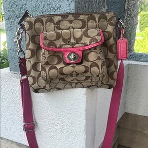 Coach vintage Poppy Brown and Pink Crossbody Bag